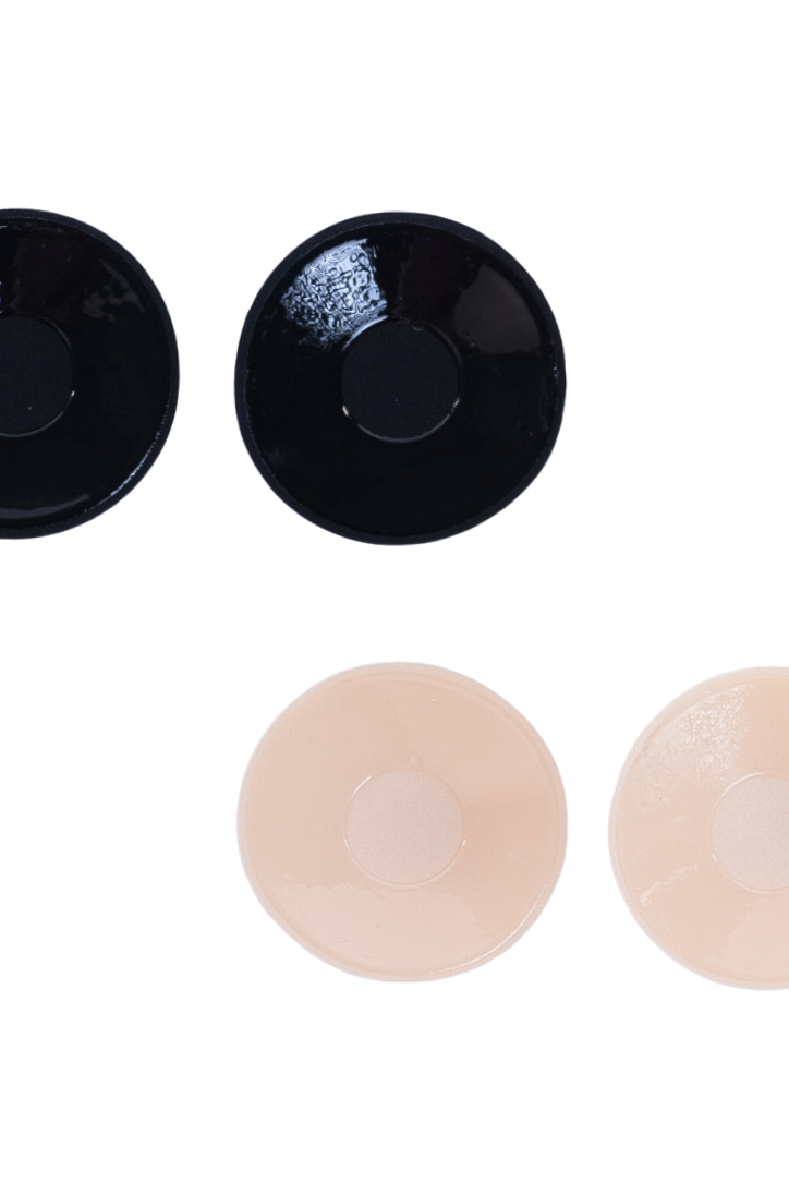 LayBareShop Sliq matte finish fabric front nipple cover with skin friendly silicone backing. Reusable, breathable, and invisible under clothes for all-day comfort and style.