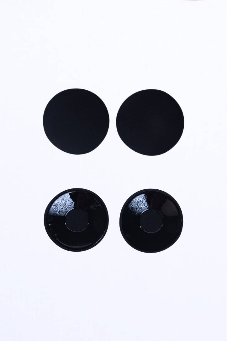 LayBareShop Sliq matte finish fabric front nipple cover with skin friendly silicone backing. Reusable, breathable, and invisible under clothes for all-day comfort and style.