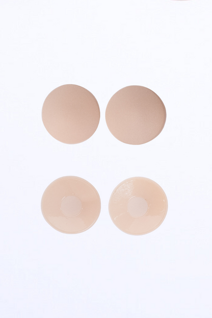 LayBareShop Sliq matte finish fabric front nipple cover with skin friendly silicone backing. Reusable, breathable, and invisible under clothes for all-day comfort and style.