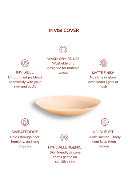 Not your regular nipple covers! LayBareShop' premium matte finish, skin-friendly & reusable—stay confident, strap-free, and invisible under any outfit, all day long.